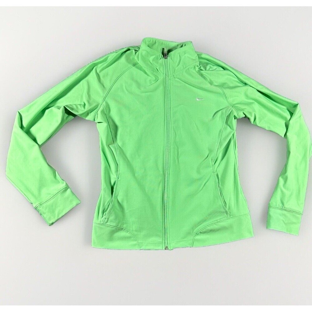 Nike Fit Dry Full Zip Long Sleeve Jacket Wmn M Kelly Green Windbreaker Running